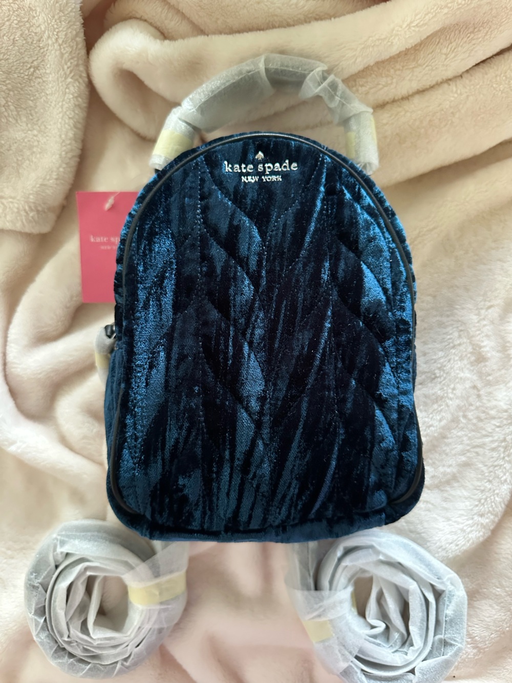 kate spade Quilted Velvet Deep Navy Crossbody Bag